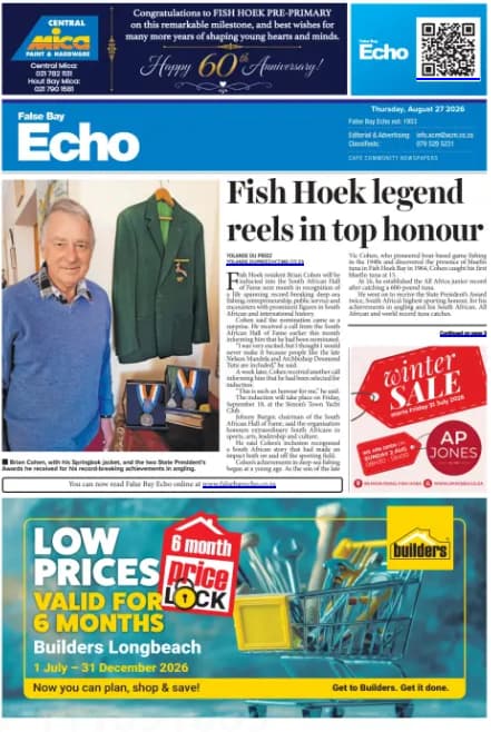 False Bay Echo front page